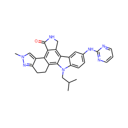 CC(C)Cn1c2ccc(Nc3ncccn3)cc2c2c3c(c4c(c21)CCc1nn(C)cc1-4)C(=O)NC3 ZINC000036411318