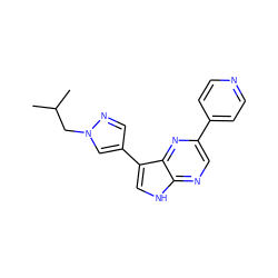 CC(C)Cn1cc(-c2c[nH]c3ncc(-c4ccncc4)nc23)cn1 ZINC000473151809