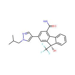 CC(C)Cn1cc(-c2cc(C(N)=O)c3c(c2)[C@](O)(C(F)(F)F)c2ccccc2-3)cn1 ZINC000144918842