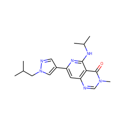 CC(C)Cn1cc(-c2cc3ncn(C)c(=O)c3c(NC(C)C)n2)cn1 ZINC000115626234