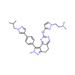 CC(C)Cn1cc(-c2ccc(-c3c4c(nn3C)CCc3cnc(Nc5ccn(CCN(C)C)n5)nc3-4)cc2)cn1 ZINC000224949701