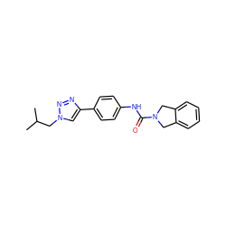 CC(C)Cn1cc(-c2ccc(NC(=O)N3Cc4ccccc4C3)cc2)nn1 ZINC000166291853