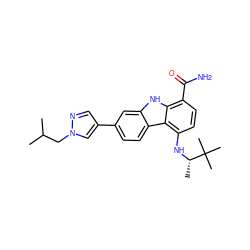 CC(C)Cn1cc(-c2ccc3c(c2)[nH]c2c(C(N)=O)ccc(N[C@@H](C)C(C)(C)C)c23)cn1 ZINC000072125183