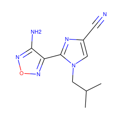 CC(C)Cn1cc(C#N)nc1-c1nonc1N ZINC000038264131