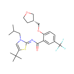 CC(C)Cn1cc(C(C)(C)C)s/c1=N\C(=O)c1cc(C(F)(F)F)ccc1OC[C@@H]1CCOC1 ZINC000068208095