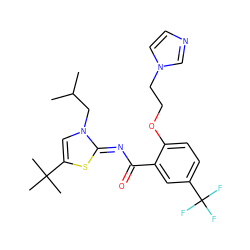 CC(C)Cn1cc(C(C)(C)C)s/c1=N\C(=O)c1cc(C(F)(F)F)ccc1OCCn1ccnc1 ZINC000147685138