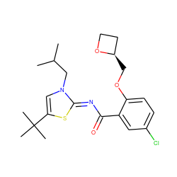 CC(C)Cn1cc(C(C)(C)C)s/c1=N\C(=O)c1cc(Cl)ccc1OC[C@@H]1CCO1 ZINC000139165169