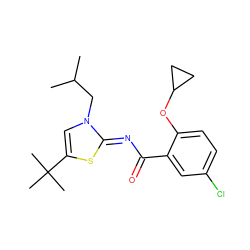 CC(C)Cn1cc(C(C)(C)C)s/c1=N\C(=O)c1cc(Cl)ccc1OC1CC1 ZINC000114892151