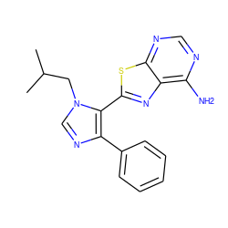 CC(C)Cn1cnc(-c2ccccc2)c1-c1nc2c(N)ncnc2s1 ZINC000049032042