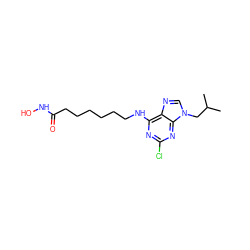 CC(C)Cn1cnc2c(NCCCCCCC(=O)NO)nc(Cl)nc21 ZINC000653698593