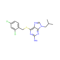 CC(C)Cn1cnc2c(SCc3ccc(Cl)cc3Cl)nc(N)nc21 ZINC000001679436