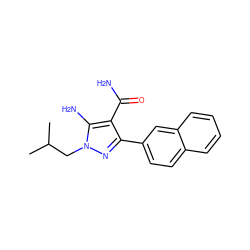 CC(C)Cn1nc(-c2ccc3ccccc3c2)c(C(N)=O)c1N ZINC000103252498