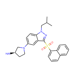 CC(C)Cn1nc(S(=O)(=O)c2cccc3ccccc23)c2cc(N3CC[C@@H](N)C3)ccc21 ZINC000045365783