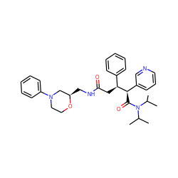 CC(C)N(C(=O)[C@H](c1cccnc1)[C@@H](CC(=O)NC[C@@H]1CN(c2ccccc2)CCO1)c1ccccc1)C(C)C ZINC000036159815