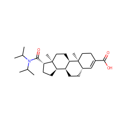 CC(C)N(C(=O)[C@H]1CC[C@@H]2[C@@H]3CC[C@H]4C=C(C(=O)O)CC[C@]4(C)[C@@H]3CC[C@]12C)C(C)C ZINC000013545812