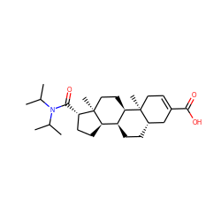 CC(C)N(C(=O)[C@H]1CC[C@@H]2[C@@H]3CC[C@H]4CC(C(=O)O)=CC[C@]4(C)[C@@H]3CC[C@]12C)C(C)C ZINC000013545818