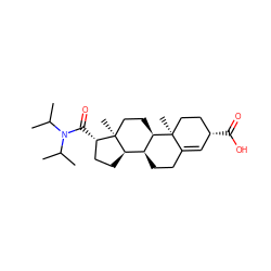 CC(C)N(C(=O)[C@H]1CC[C@@H]2[C@@H]3CCC4=C[C@@H](C(=O)O)CC[C@]4(C)[C@@H]3CC[C@]12C)C(C)C ZINC000028004449