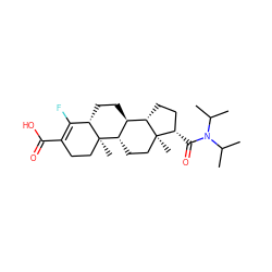 CC(C)N(C(=O)[C@H]1CC[C@H]2[C@@H]3CC[C@H]4C(F)=C(C(=O)O)CC[C@]4(C)[C@H]3CC[C@]12C)C(C)C ZINC000013761801