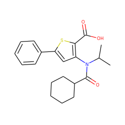 CC(C)N(C(=O)C1CCCCC1)c1cc(-c2ccccc2)sc1C(=O)O ZINC000003654622