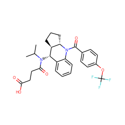 CC(C)N(C(=O)CCC(=O)O)[C@H]1c2ccccc2N(C(=O)c2ccc(OC(F)(F)F)cc2)[C@H]2CCC[C@@H]21 ZINC000204977955