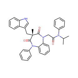 CC(C)N(C(=O)CN1C(=O)[C@@](C)(Cc2c[nH]c3ccccc23)C(=O)N(c2ccccc2)c2ccccc21)c1ccccc1 ZINC000026579682