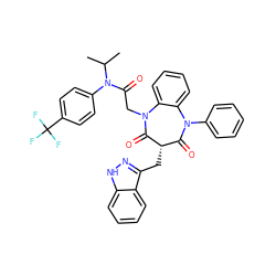 CC(C)N(C(=O)CN1C(=O)[C@@H](Cc2n[nH]c3ccccc23)C(=O)N(c2ccccc2)c2ccccc21)c1ccc(C(F)(F)F)cc1 ZINC000026653437