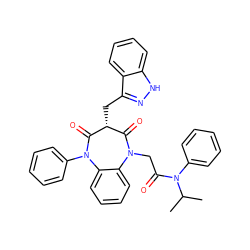 CC(C)N(C(=O)CN1C(=O)[C@@H](Cc2n[nH]c3ccccc23)C(=O)N(c2ccccc2)c2ccccc21)c1ccccc1 ZINC000026579680