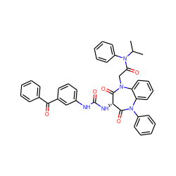 CC(C)N(C(=O)CN1C(=O)[C@@H](NC(=O)Nc2cccc(C(=O)c3ccccc3)c2)C(=O)N(c2ccccc2)c2ccccc21)c1ccccc1 ZINC000150600138