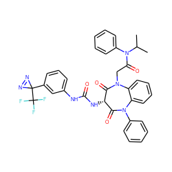 CC(C)N(C(=O)CN1C(=O)[C@@H](NC(=O)Nc2cccc(C3(C(F)(F)F)N=N3)c2)C(=O)N(c2ccccc2)c2ccccc21)c1ccccc1 ZINC000150600161