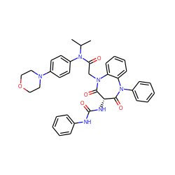 CC(C)N(C(=O)CN1C(=O)[C@@H](NC(=O)Nc2ccccc2)C(=O)N(c2ccccc2)c2ccccc21)c1ccc(N2CCOCC2)cc1 ZINC000150562446