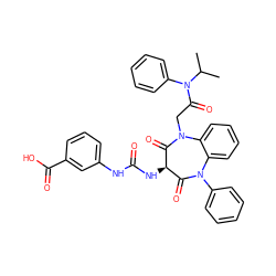 CC(C)N(C(=O)CN1C(=O)[C@H](NC(=O)Nc2cccc(C(=O)O)c2)C(=O)N(c2ccccc2)c2ccccc21)c1ccccc1 ZINC000014299800