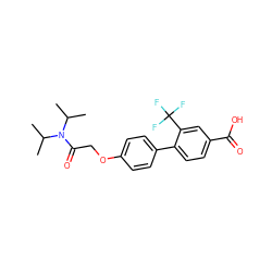 CC(C)N(C(=O)COc1ccc(-c2ccc(C(=O)O)cc2C(F)(F)F)cc1)C(C)C ZINC000000840848