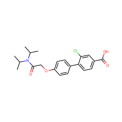 CC(C)N(C(=O)COc1ccc(-c2ccc(C(=O)O)cc2Cl)cc1)C(C)C ZINC000000840846