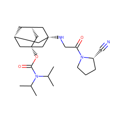 CC(C)N(C(=O)O[C@]12C[C@H]3C[C@H](C[C@@](NCC(=O)N4CCC[C@H]4C#N)(C3)C1)C2)C(C)C ZINC000103258420