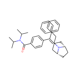 CC(C)N(C(=O)c1ccc(C(=C2C[C@@H]3CC[C@H](C2)N3CCc2ccccc2)c2ccccc2)cc1)C(C)C ZINC000026182594