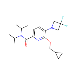 CC(C)N(C(=O)c1ccc(N2CC(F)(F)C2)c(OCC2CC2)n1)C(C)C ZINC000146567327