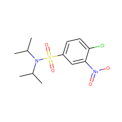 CC(C)N(C(C)C)S(=O)(=O)c1ccc(Cl)c([N+](=O)[O-])c1 ZINC000029488782