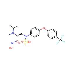 CC(C)N(C)[C@@H](CN(c1ccc(Oc2ccc(C(F)(F)F)cc2)cc1)S(C)(=O)=O)C(=O)NO ZINC000029039838