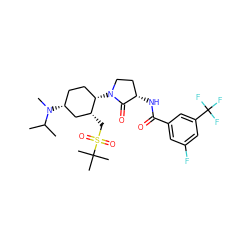 CC(C)N(C)[C@@H]1CC[C@H](N2CC[C@H](NC(=O)c3cc(F)cc(C(F)(F)F)c3)C2=O)[C@H](CS(=O)(=O)C(C)(C)C)C1 ZINC000140655324