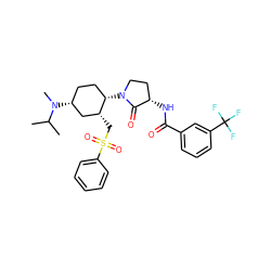 CC(C)N(C)[C@@H]1CC[C@H](N2CC[C@H](NC(=O)c3cccc(C(F)(F)F)c3)C2=O)[C@H](CS(=O)(=O)c2ccccc2)C1 ZINC000049802251