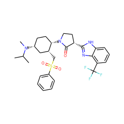 CC(C)N(C)[C@@H]1CC[C@H](N2CC[C@H](c3nc4c(C(F)(F)F)cccc4[nH]3)C2=O)[C@H](CS(=O)(=O)c2ccccc2)C1 ZINC000084690060