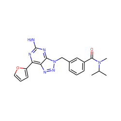 CC(C)N(C)C(=O)c1cccc(Cn2nnc3c(-c4ccco4)nc(N)nc32)c1 ZINC000040393412