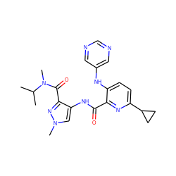 CC(C)N(C)C(=O)c1nn(C)cc1NC(=O)c1nc(C2CC2)ccc1Nc1cncnc1 ZINC000169701671