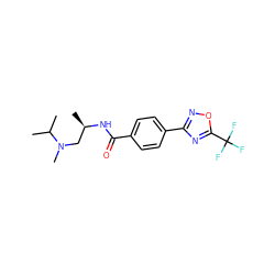 CC(C)N(C)C[C@@H](C)NC(=O)c1ccc(-c2noc(C(F)(F)F)n2)cc1 ZINC000142920211