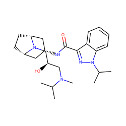 CC(C)N(C)C[C@@H](O)CN1[C@H]2CC[C@@H]1C[C@H](NC(=O)c1nn(C(C)C)c3ccccc13)C2 ZINC000101514807