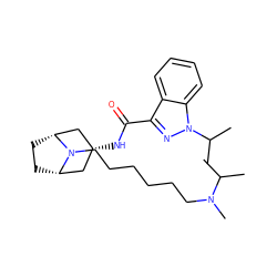 CC(C)N(C)CCCCCCN1[C@H]2CC[C@@H]1C[C@H](NC(=O)c1nn(C(C)C)c3ccccc13)C2 ZINC000101514812