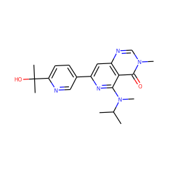 CC(C)N(C)c1nc(-c2ccc(C(C)(C)O)nc2)cc2ncn(C)c(=O)c12 ZINC000115625497