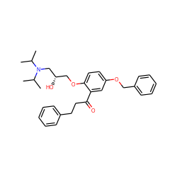 CC(C)N(C[C@@H](O)COc1ccc(OCc2ccccc2)cc1C(=O)CCc1ccccc1)C(C)C ZINC000013529254