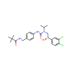 CC(C)N(C[C@@H](O)c1ccc(Cl)c(Cl)c1)C(=O)Nc1ccc(CNC(=O)C(C)(C)C)cc1 ZINC000026643008