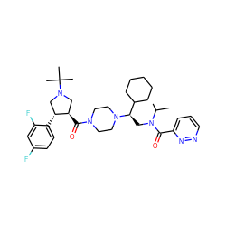 CC(C)N(C[C@H](C1CCCCC1)N1CCN(C(=O)[C@@H]2CN(C(C)(C)C)C[C@H]2c2ccc(F)cc2F)CC1)C(=O)c1cccnn1 ZINC000058598786